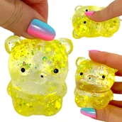 Zabawki sensoryczne - Miś gniotek kolorowy Gel brokatowy 6 cm - Żółty - miniaturka - grafika 1