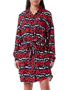 Love Moschino Damska sukienka z długim rękawem, z nadrukiem w talii, niebieski, 42 - Sukienki - miniaturka - grafika 1