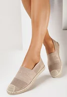Espadryle damskie - Ciemnobeżowe Espadryle na Płaskiej Podeszwie z Plecionki Chorisa - miniaturka - grafika 1
