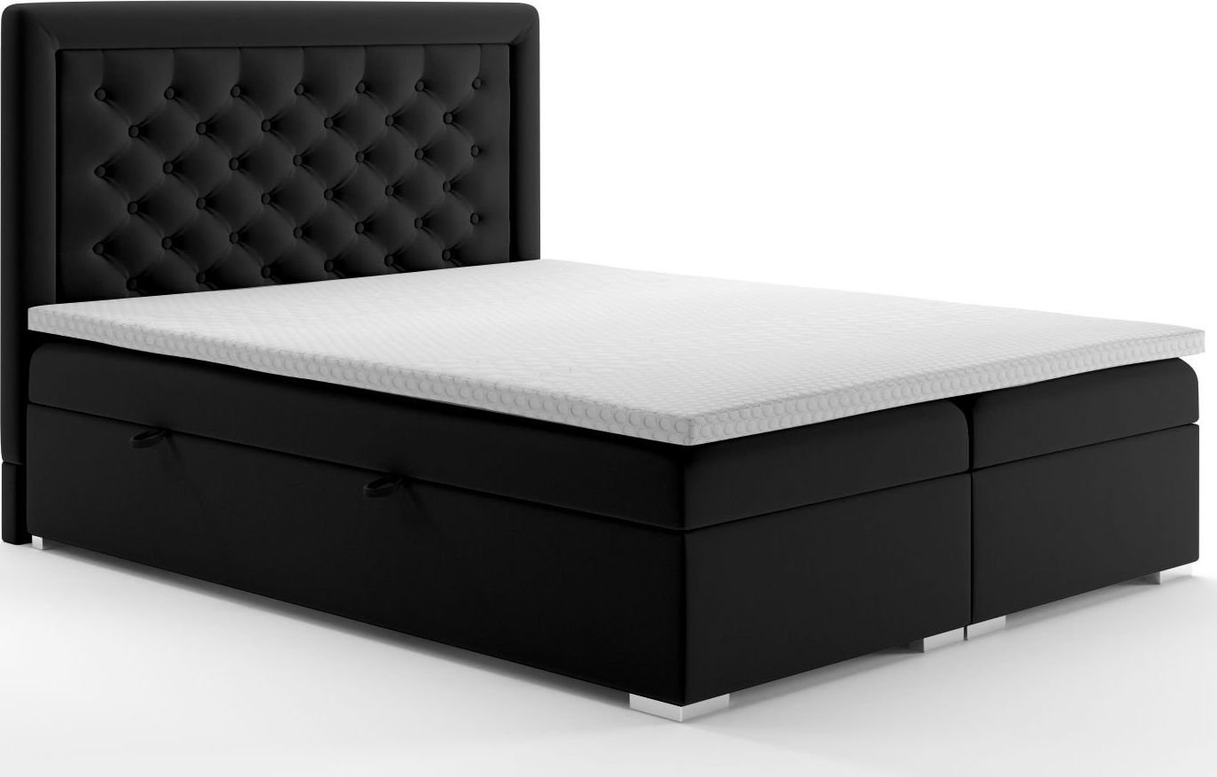 LAVERTO Łóżko kontynentalne AMIGO 160x200 czarne velvet z pojemnikiem