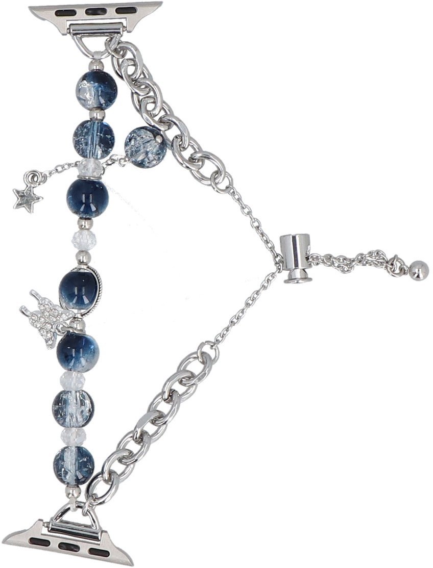 GlacierX bransoleta do smartwatcha Slider Clasp Layered Charm Bracelet Nightfall Silver do Apple Watch 38/40/41mm Srebrno-granatowa