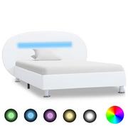 Łóżka - vidaXL Rama łóżka z LED, biała, sztuczna skóra, 100 x 200 cm - miniaturka - grafika 1