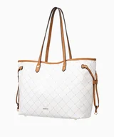 Torebki damskie - PUCCINI Duża biała shopperka w monogramowy wzór z kosmetyczką - miniaturka - grafika 1