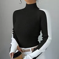 Swetry damskie - TEMU Kolorowy : Wygodny, Miękki Kołnierzyk z Wysokim Dekoltem Elegancka Bluzka Warstwowa na Jesień/Zimę - miniaturka - grafika 1