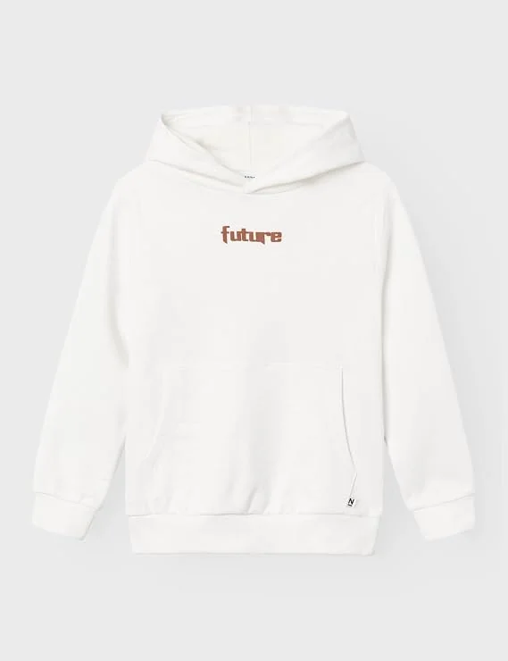 NAME IT BIAŁA BLUZA DZIECIĘCA Z KAPTUREM I NAPISEM FUTURE 122-128cm 17FA