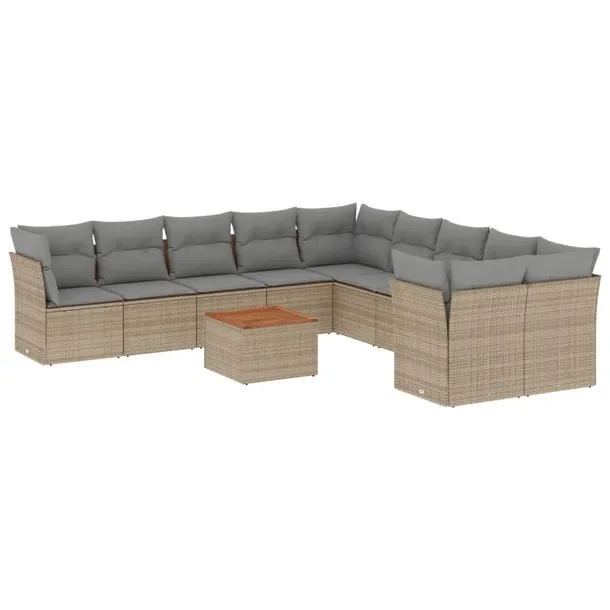 Zestaw mebli ogrodowych z rattanu PE, beżowy, wymiary: 62x62x69 cm, 55x62x