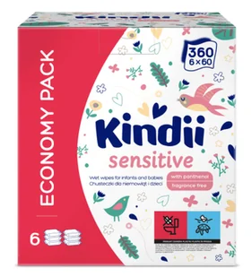 Cleanic Kindii Sensitive - Chusteczki dla dzieci i niemowląt 6x60szt (5+1) - Chusteczki nawilżane - miniaturka - grafika 1