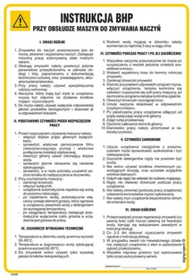 IAG05 INSTRUKCJA BHP PRZY OBSŁUDZE MASZYN DO ZMYWANIA NACZYŃ, HN - PŁYTA ELASTYCZNA 0,4MM; (245X350MM) - Instrukcje stanowiskowe BHP - miniaturka - grafika 1