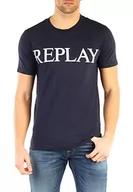 Koszulki męskie - Replay T-shirt męski, Niebieski 085, S - miniaturka - grafika 1