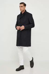 Płaszcze męskie - Calvin Klein płaszcz wełniany kolor granatowy przejściowy - grafika 1