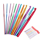 Pasmanteria - Aluminiowe Szydełka Do Szydełkowania Wielokolorowe Zestaw 12 Elementów - miniaturka - grafika 1
