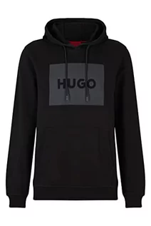 Bluzy męskie - HUGO Męska bluza z kapturem Duratschi223 z bawełny, frotte z nadrukiem logo, Czarny, L - grafika 1