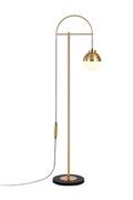 Lampy stojące - Lampa podłogowa E27 ABIES złota, mleczna kula na wysięgniku GTV DECOR - miniaturka - grafika 1