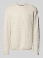 Swetry męskie - Sweter z dzianiny z wyhaftowanym logo - miniaturka - grafika 1