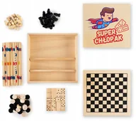 Zestawy upominkowe - Prezent na dzień chłopaka gra 4w1 bierki domino warcaby szachy z nadrukiem w pudełku - miniaturka - grafika 1