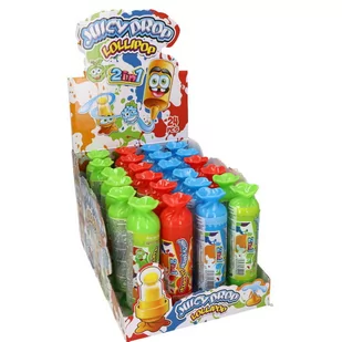 SŁODYCZE W PŁYNIE JUICY DROP LOLLIPOP 2W1 24SZT (50G) - Gumy do żucia, lizaki, dropsy - miniaturka - grafika 1