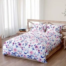 Spod Igły I Nitki Pościel bawełniana 220x200 Mansion granatowa różowa kwiaty róże Bawełna 3 - Pościel - miniaturka - grafika 1