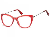 Okulary korekcyjne, oprawki, szkła - Sunoptic Okulary oprawki zerówki korekcyjne Kocie Oczy AC8F czerwone - miniaturka - grafika 1