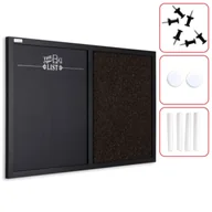 Tablice i flipcharty - Tablica korkowo magnetyczna 60x40 cm brązowo-czarna COMBI rama drewniana lakierowana czarna + GRATIS - miniaturka - grafika 1