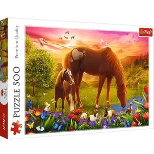Puzzle 500 Konie na łące TREFL - Puzzle - miniaturka - grafika 1