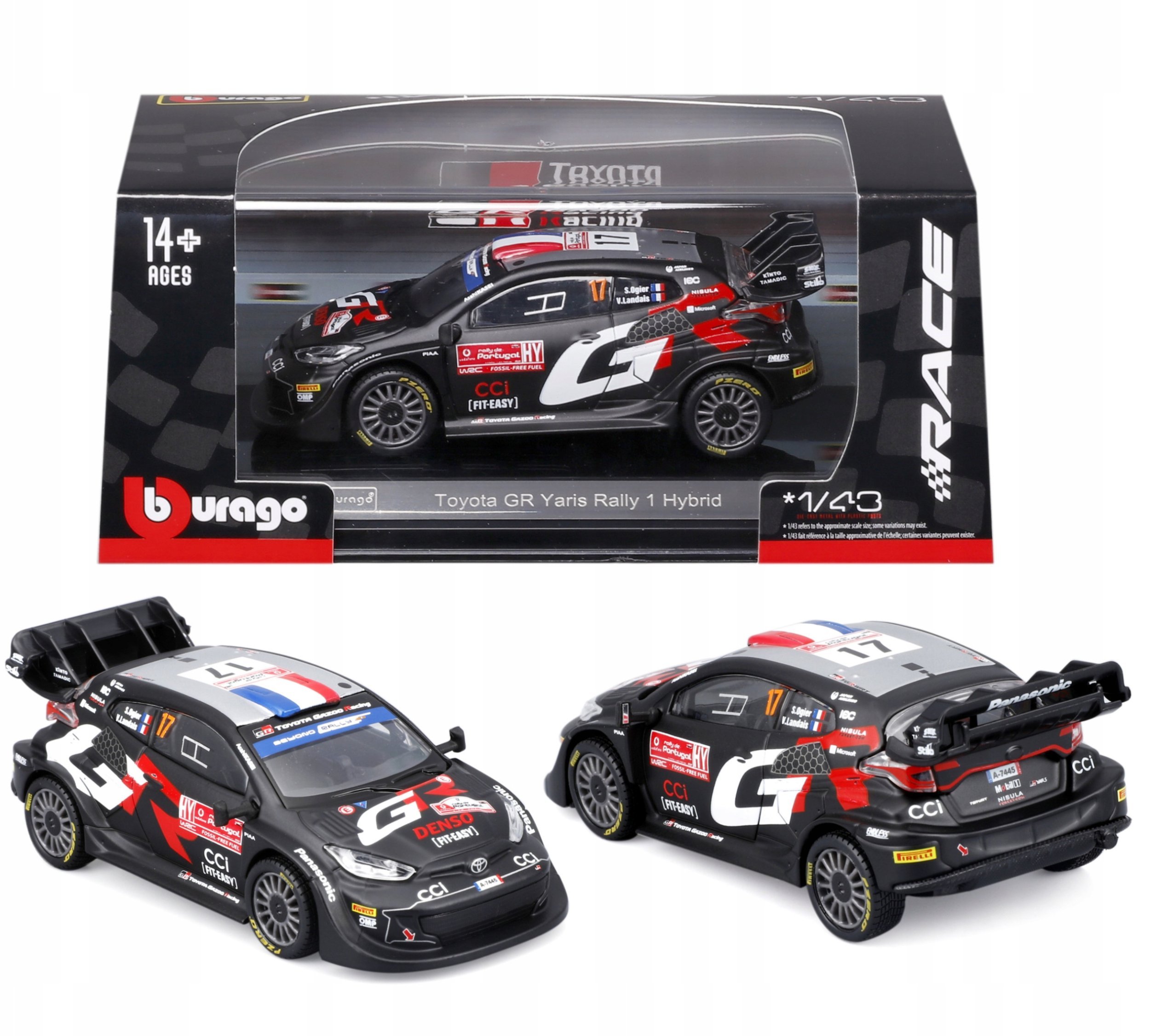 Bburago BBU 1:43 RaceToyota GR2024 Yaris Ogier #17 38323