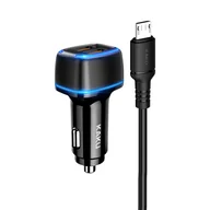 Ładowarki samochodowe - KAKU Ładowarka samochodowa KSC-528 Shengyu - 2xUSB - 2,8A z kablem USB na Micro USB czarna - miniaturka - grafika 1