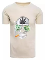 Koszulki męskie - T-shirt męski beżowy Dstreet RX4923-XL - miniaturka - grafika 1