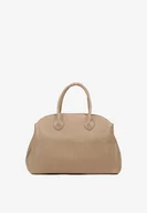 Torebki damskie - Beżowa Torebka Shopperka na Ramię z Paskiem Arovire - miniaturka - grafika 1