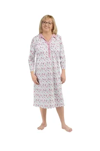 KOSZULA NOCNA DAMSKA XL DŁUGI RĘKAW DŁUGA LUŹNA BAWEŁNIANA KWIATY RÓŻ - Bielizna nocna - miniaturka - grafika 1