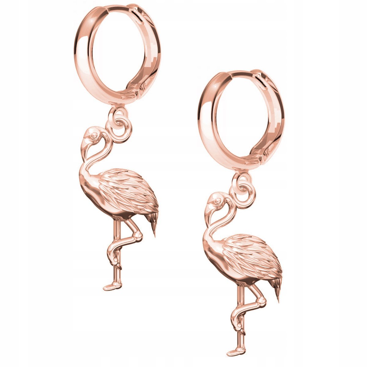 Kolczyki Flaming Zwierzę różowe złoto 925