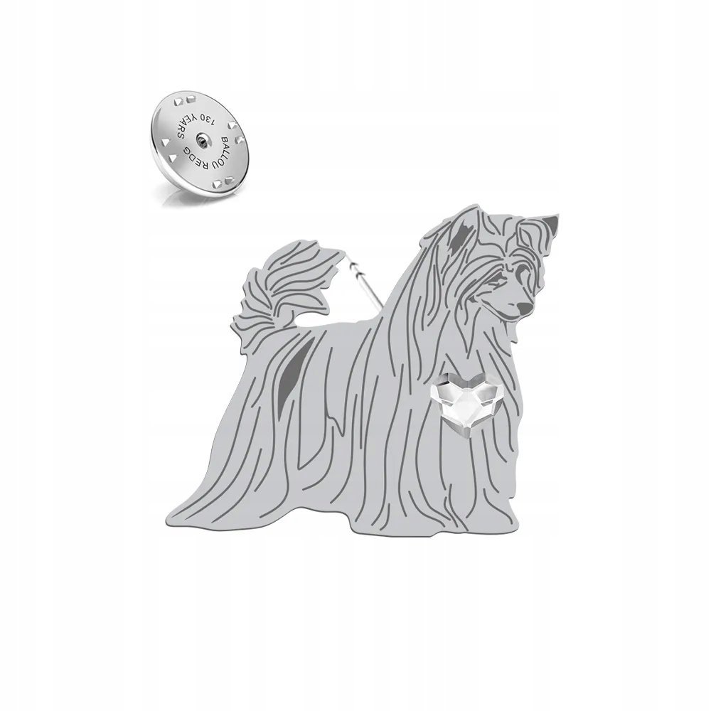 Wpinka Srebrna 925 z psem Grzywacz Chiński Powder Puff Kobieta DEDYKACJA