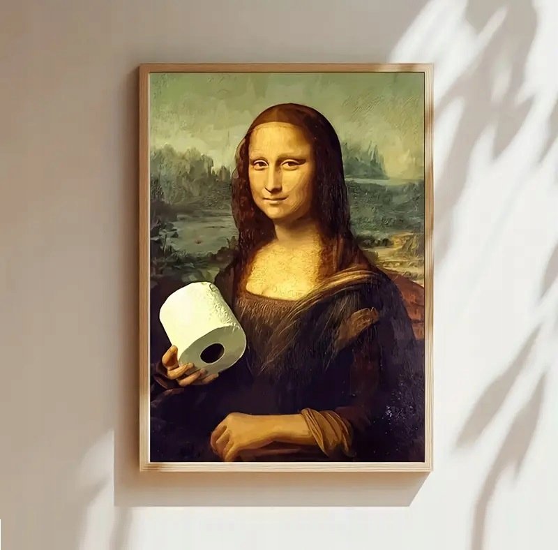 Plakat A3 w ramie dekoracja pokoju Art Mona Lisa WC humor zabawny toaleta
