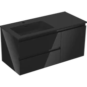 Szafki łazienkowe - Mexen Orio szafka łazienkowa 100 cm z umywalką Otis lewą, 2S, 1D, czarna połysk/czarna mat - 91A13-10047-3-BBFFF70-W18L71 - miniaturka - grafika 1