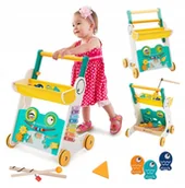 Chodziki - Pchacz chodzik drewniany dla dzieci żabki rybki akcesoria - miniaturka - grafika 1