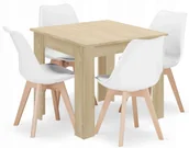 Stoły z krzesłami - Komplet kwadratowy stół dąb sonoma z 4 białymi krzesłami N8-R43 - miniaturka - grafika 1