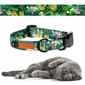 Obroże dla kotów - OBROŻA dla Kota Kotka z KLAMRĄ M 20 mm uKory 34-40 cm zielona kolorowa wzór - miniaturka - grafika 1