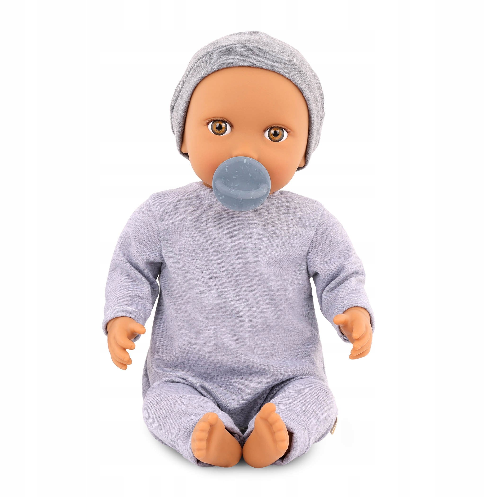 Dzidziuś lalka ze smoczkiem i ubrankiem czapeczka niemowlak szary LullaBaby