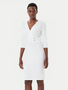 Rinascimento Sukienka koktajlowa CFC0126151003 Biały Slim Fit - Sukienki - miniaturka - grafika 1