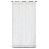 Firany - Firana na przelotkach 140 x 240 cm jednokolorowa biała poziome pasy - miniaturka - grafika 1