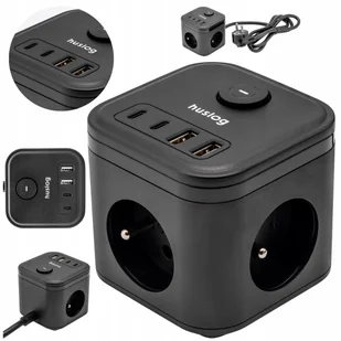 Przedłużacz Kostka Zasilająca 4 Usb 3 Gniazda Smart Listwa Huslog - Przedłużacze i rozgałęźniki Przedłużacz Kostka Zasilająca 4 Usb 3 Gniazda Smart Listwa Huslog - Przedłużacze i rozgałęźniki - miniaturka - grafika 1