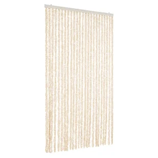 vidaXL Zasłona przeciwsłoneczna szenilowa beżowo-biała 100x200 cm - Zasłony - miniaturka - grafika 1