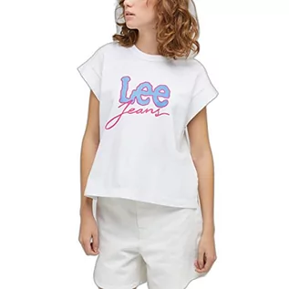 Koszulki i topy damskie - Lee Koszulka damska Cropped Tee T-Shirt, Bright White, S, Bright White, S - grafika 1