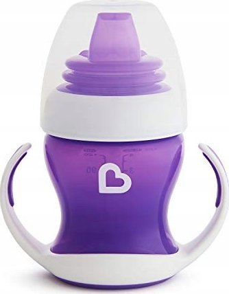Munchkin MUNCHKIN mokomoji gertuvė su rankenomis ir minkštu snapeliu, Gentle Transition, violetinė, 4mėn+, 118 ml, 012550WWW