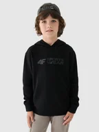 Bluzy dla chłopców - 4F Bluza dresowa nierozpinana z kapturem chłopięca - czarna 122 (6-7 lat) - miniaturka - grafika 1