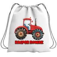 Plecaki szkolne i tornistry - Plecak Worek Traktor Czerwony Traktory Szkolny Na Buty WF Obuwie Z Napisem - miniaturka - grafika 1