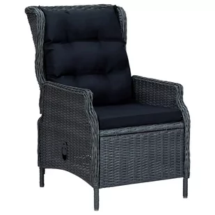 vidaXL Lumarko Rozkładane krzesło ogrodowe, poduszki, polirattan, ciemnoszare 313300 - Fotele i krzesła ogrodowe - miniaturka - grafika 1