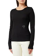 Koszulki i topy damskie - G-STAR RAW Damska koszulka Slim Rib Boatneck Ls, Czarny (Dk Black C678-6484), L - miniaturka - grafika 1