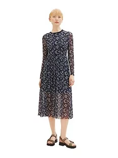 TOM TAILOR jeansowa damska sukienka siateczkowa ze wzorem, 34262-czarny kwiatowy nadruk, XS - Sukienki - miniaturka - grafika 1