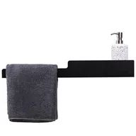 Półki łazienkowe - Półka Łazienkowa Ścienna Z Uchwytem Na Ręczniki Czarna Naomi - miniaturka - grafika 1