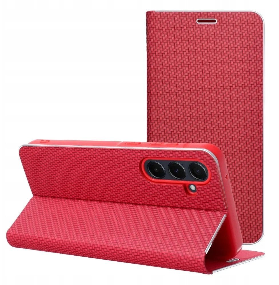 Kabura LUNA Book Carbon do SAMSUNG A56 5G czerwony